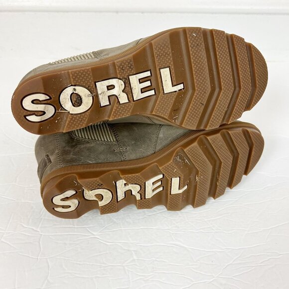 Sorel Lea Wedge Taupe Leather Bootie Boots Pull On Size 7.5 Women's - Picture 6 of 6
